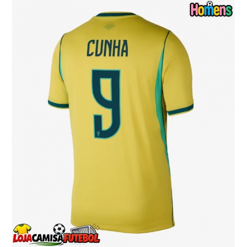 Camisa de Futebol Brasil Matheus Cunha #9 Equipamento Principal Mundo 2026 Manga Curta